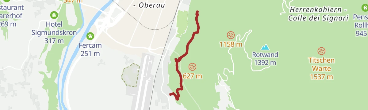 Route map: Da San Giacomo al Castel Flavon